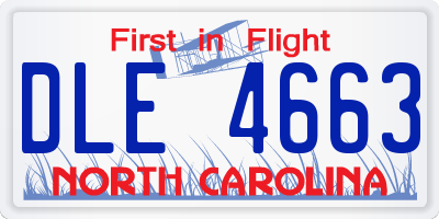 NC license plate DLE4663
