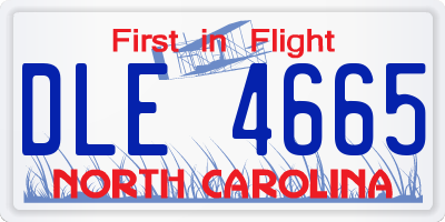 NC license plate DLE4665