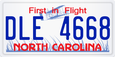 NC license plate DLE4668