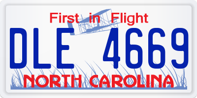 NC license plate DLE4669
