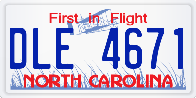 NC license plate DLE4671