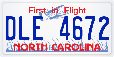 NC license plate DLE4672