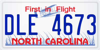 NC license plate DLE4673