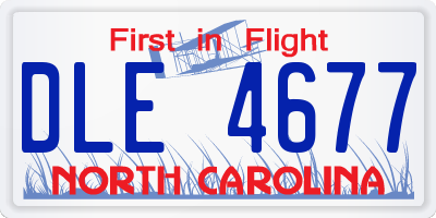 NC license plate DLE4677