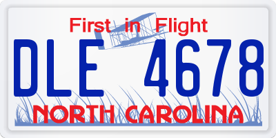 NC license plate DLE4678