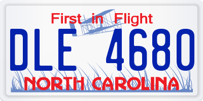 NC license plate DLE4680