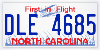 NC license plate DLE4685