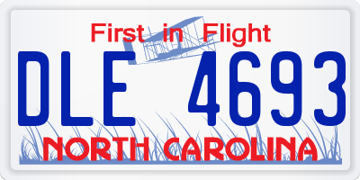 NC license plate DLE4693