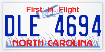 NC license plate DLE4694