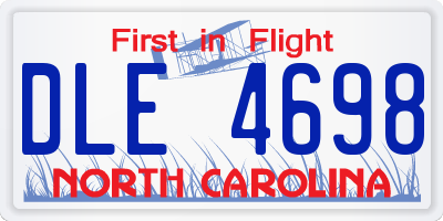 NC license plate DLE4698