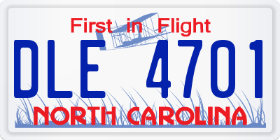 NC license plate DLE4701