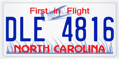 NC license plate DLE4816