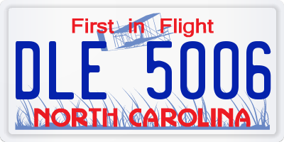 NC license plate DLE5006