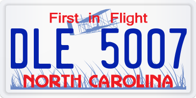 NC license plate DLE5007