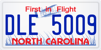 NC license plate DLE5009