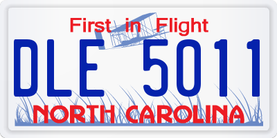 NC license plate DLE5011