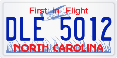 NC license plate DLE5012