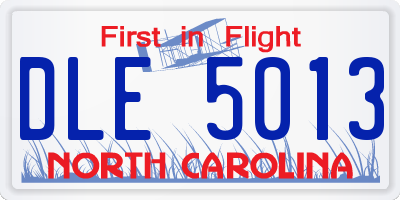 NC license plate DLE5013