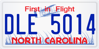 NC license plate DLE5014