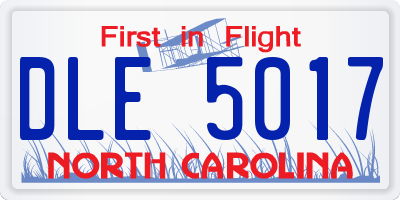 NC license plate DLE5017
