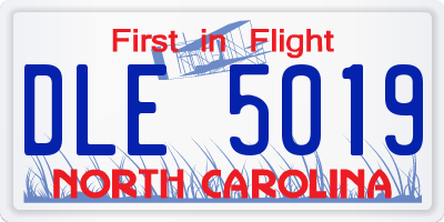 NC license plate DLE5019