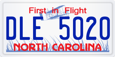 NC license plate DLE5020