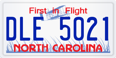 NC license plate DLE5021