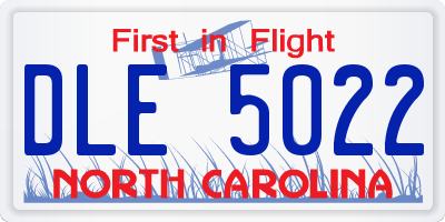 NC license plate DLE5022