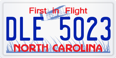 NC license plate DLE5023