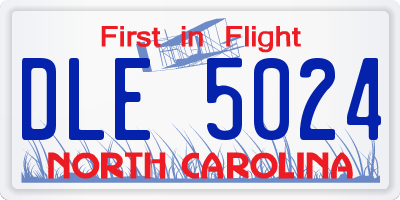 NC license plate DLE5024