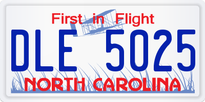 NC license plate DLE5025