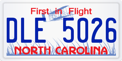 NC license plate DLE5026