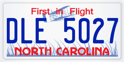 NC license plate DLE5027