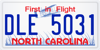NC license plate DLE5031