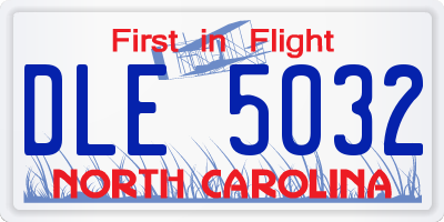 NC license plate DLE5032
