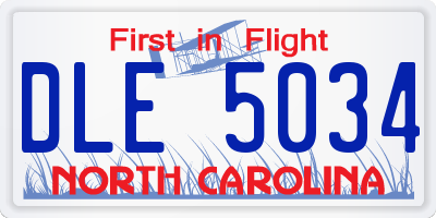 NC license plate DLE5034