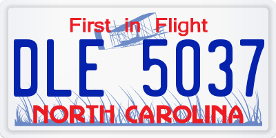 NC license plate DLE5037