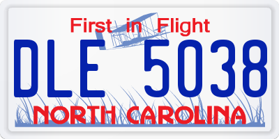 NC license plate DLE5038