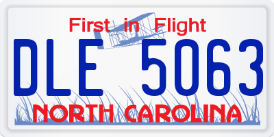 NC license plate DLE5063