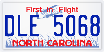 NC license plate DLE5068
