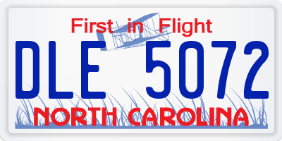 NC license plate DLE5072