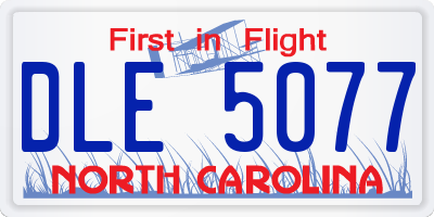 NC license plate DLE5077