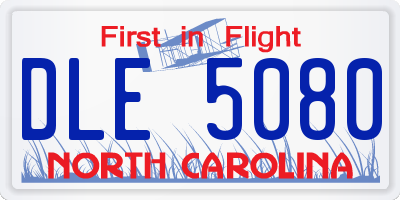 NC license plate DLE5080