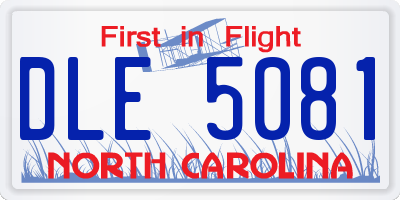 NC license plate DLE5081