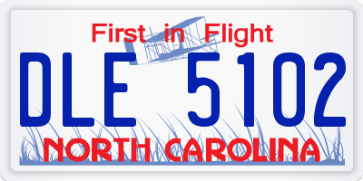NC license plate DLE5102
