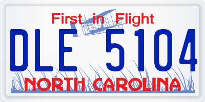 NC license plate DLE5104