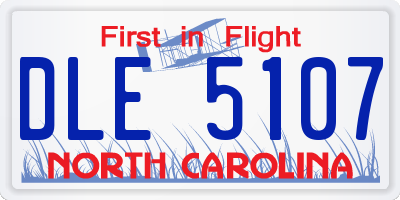 NC license plate DLE5107