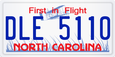 NC license plate DLE5110