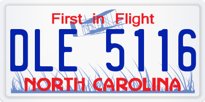 NC license plate DLE5116