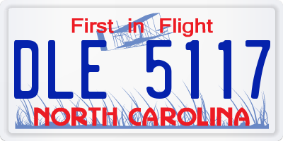 NC license plate DLE5117